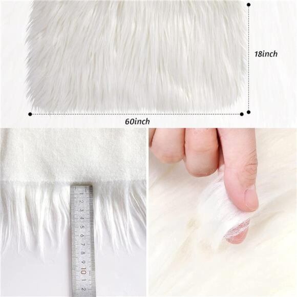 Faux Fur Fabric Christmas Fluffy Fuzzy Craft Fake Fur Cuts Shaggy Synthetic - Picture 2 of 7